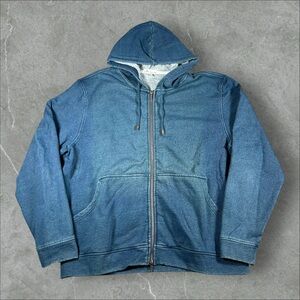 Peter Millar Hoodie Mens XL Blue Full Zip Denim Heavyweight Golf Sweatshirt‎